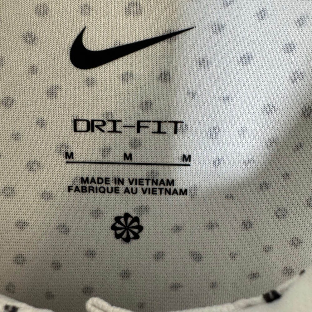 Nike Womens Dri-FIT Polka Dot Golf Polo Shirt White Black Size M Short Sleeve - Picture 2 of 7